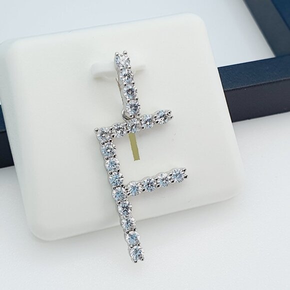 "925 Sterling Silver Cubic Zirconia Initial Pendant, UU1P6A6172 - Picture 4 of 11